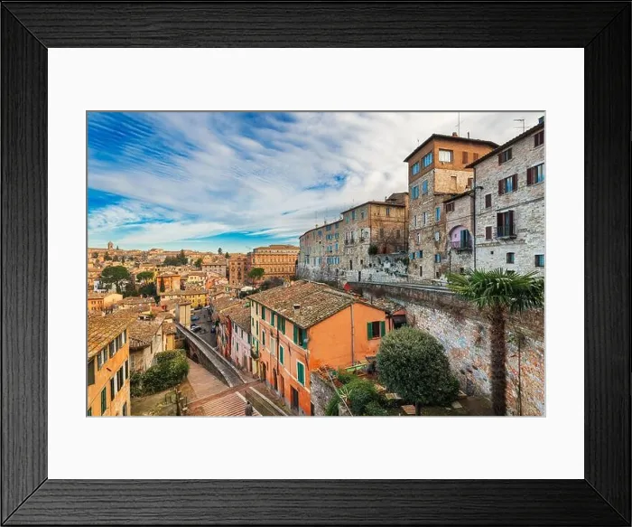 Framed Print : Perugia, Italy on the medieval Aqueduct Street in the morning Framed Print : Perugia, Italy on the medieval Aqueduct Street in the morning