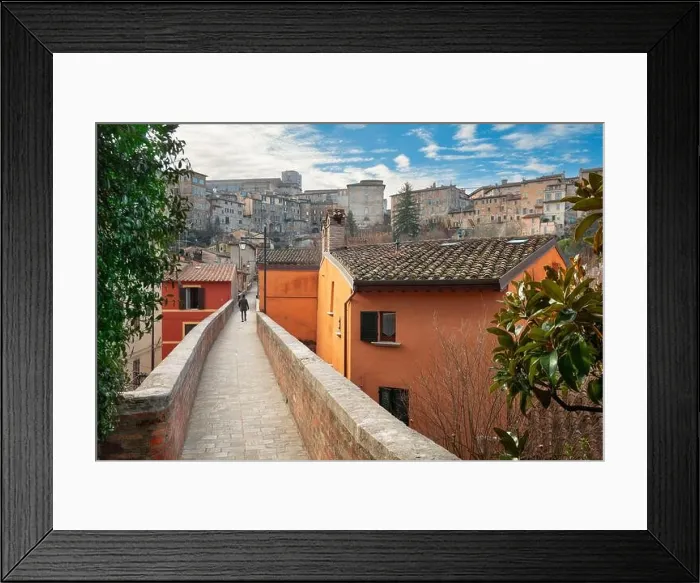 Framed Print : Perugia, Italy on the medieval Aqueduct Street in the morning Framed Print : Perugia, Italy on the medieval Aqueduct Street in the morning