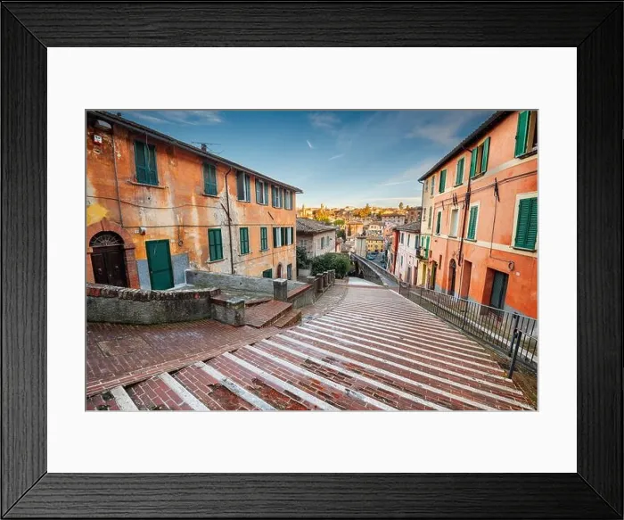 Framed Print : Perugia, Italy on the medieval Aqueduct Street in the morning Framed Print : Perugia, Italy on the medieval Aqueduct Street in the morning