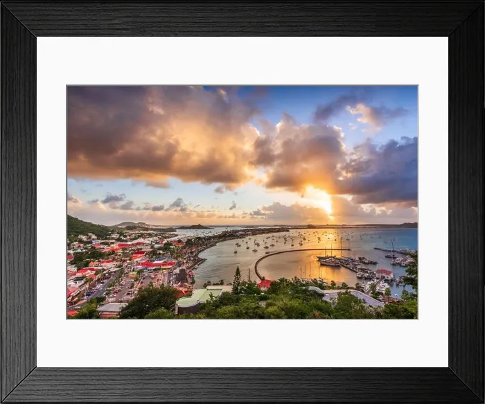 Framed Print : Marigot, St. Martin town skyline in the Caribbean at dusk Framed Print : Marigot, St. Martin town skyline in the Caribbean at dusk