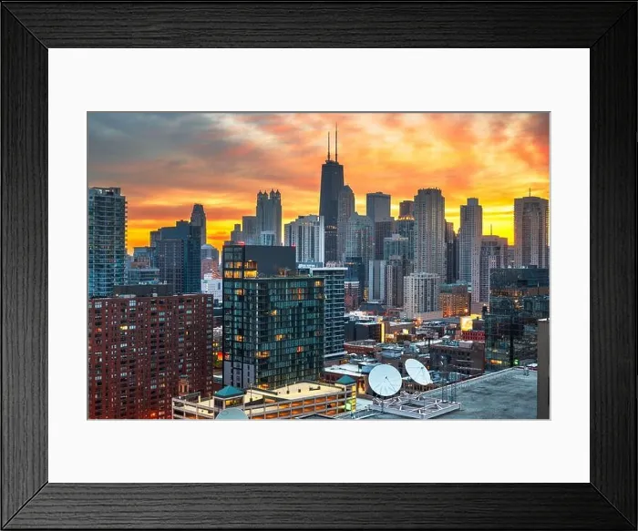 Framed Print : Chicago, Illinois, USA downtown roooftop skyline at dawn Framed Print : Chicago, Illinois, USA downtown roooftop skyline at dawn