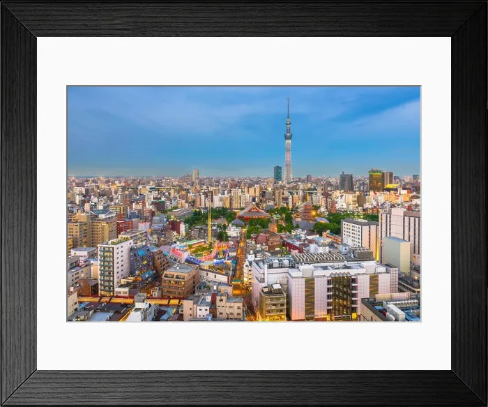 Framed Print : Tokyo, Japan Skyline from Asakusa at twilight Framed Print : Tokyo, Japan Skyline from Asakusa at twilight