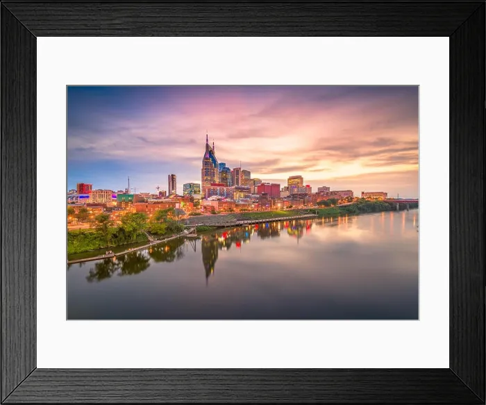 Framed Print : Nashville, Tennessee, USA downtown cityscape at dusk Framed Print : Nashville, Tennessee, USA downtown cityscape at dusk