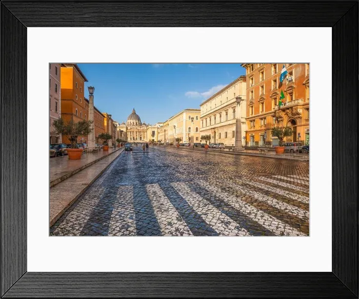 Framed Print : Vatican City on the road in the morning