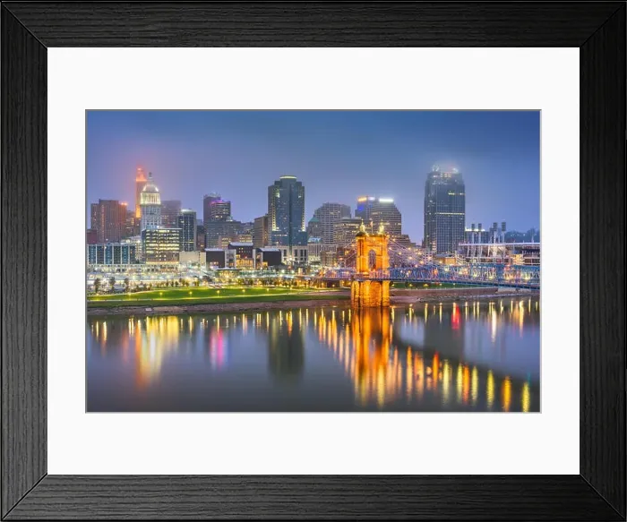 Framed Print : Cincinnati, Ohio, USA skyline on the river at night Framed Print : Cincinnati, Ohio, USA skyline on the river at night