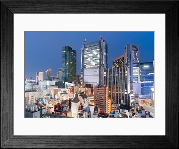 Framed Print : Tokyo, Japan cityscape in the business district of Toranomon at night