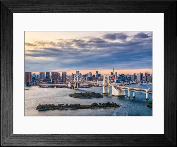 Framed Print : Tokyo; Japan skyline with the bridge and tower Framed Print : Tokyo; Japan skyline with the bridge and tower
