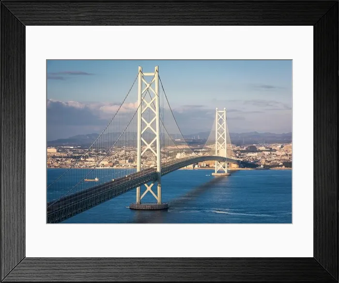 Framed Print : Akashi Kaikyo Bridge spanning the Seto Inland Sea from Kobe, Japan Framed Print : Akashi Kaikyo Bridge spanning the Seto Inland Sea from Kobe, Japan