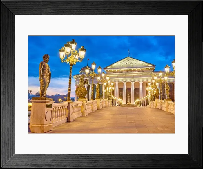 Framed Print : The Archeological Museum of Macedonia and the Bridge of Civilizations, Skopje, Republic of Macedonia Framed Print : The Archeological Museum of Macedonia and the Bridge of Civilizations, Skopje, Republic of Macedonia