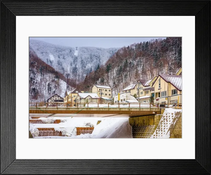 Framed Print : Sounkyo, Hokkaido, Japan town skyline in winter season