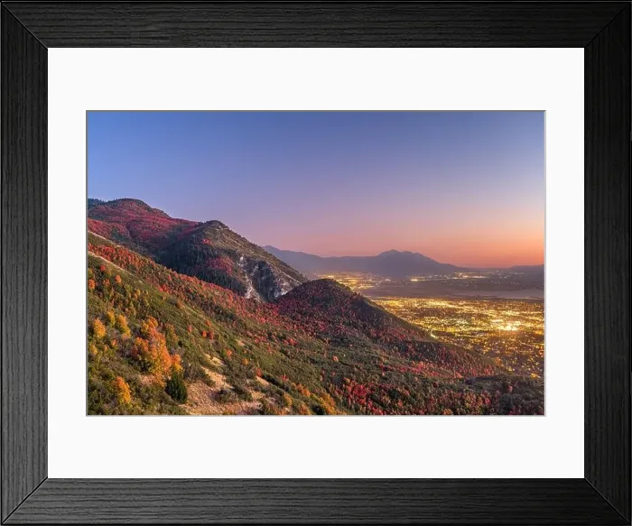 Framed Print : Provo, Utah, USA view of downtown from the lookout during dusk Framed Print : Provo, Utah, USA view of downtown from the lookout during dusk