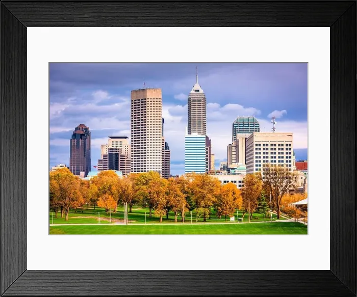 Framed Print : Indianapolis, Indiana, USA city skyline in autumn Framed Print : Indianapolis, Indiana, USA city skyline in autumn