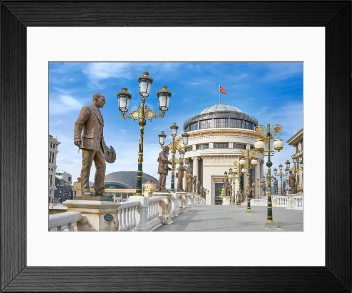 Framed Print : Art Bridge and Financial Police Office, Skopje, Macedonia Framed Print : Art Bridge and Financial Police Office, Skopje, Macedonia