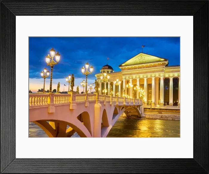Framed Print : The Archeological Museum of Macedonia and the Bridge of Civilizations, Skopje, Republic of Macedonia Framed Print : The Archeological Museum of Macedonia and the Bridge of Civilizations, Skopje, Republic of Macedonia