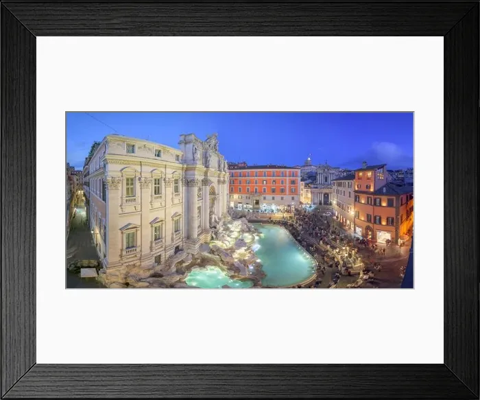 Framed Print : Rome, Italy overlooking Trevi Fountain during twilight Framed Print : Rome, Italy overlooking Trevi Fountain during twilight