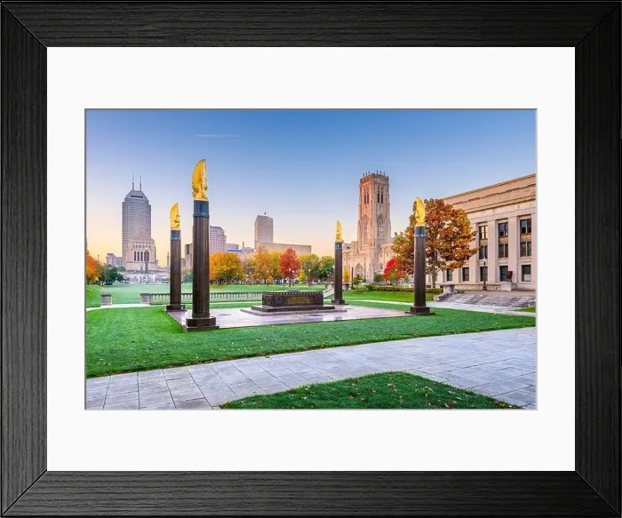 Framed Print : Indianapolis, Indiana, USA monuments and downtown skyline at dusk Framed Print : Indianapolis, Indiana, USA monuments and downtown skyline at dusk