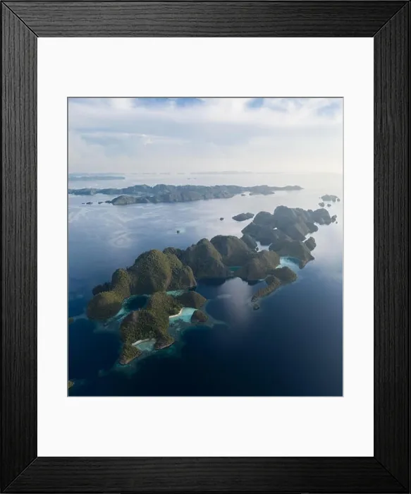 Framed Print : Remote limestone islands in Raja Ampat, Indonesia, are surrounded by healthy coral reefs. This biodiverse region is known for its marine biodiversity Framed Print : Remote limestone islands in Raja Ampat, Indonesia, are surrounded by healthy coral reefs. This biodiverse region is known for its marine biodiversity