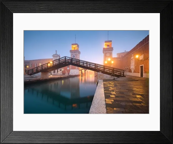 Framed Print : Venice, Italy at the Venetian Arsenal on a foggy morning Framed Print : Venice, Italy at the Venetian Arsenal on a foggy morning
