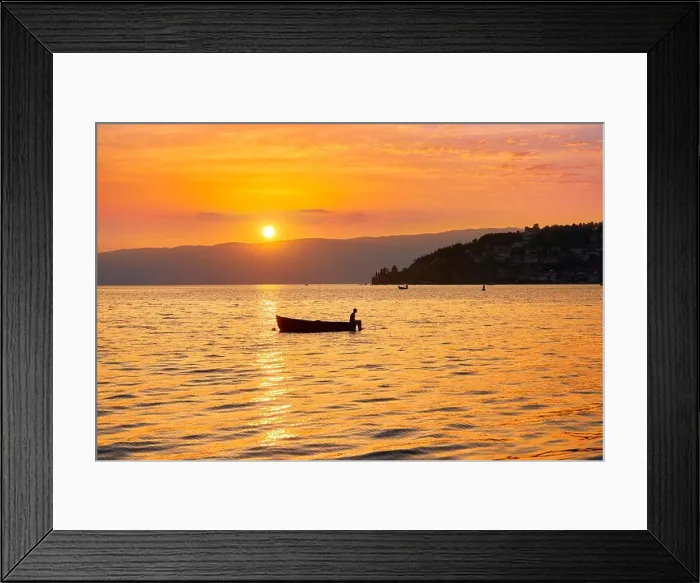 Framed Print : Ohrid Lake at sunset time, Macedonia Framed Print : Ohrid Lake at sunset time, Macedonia
