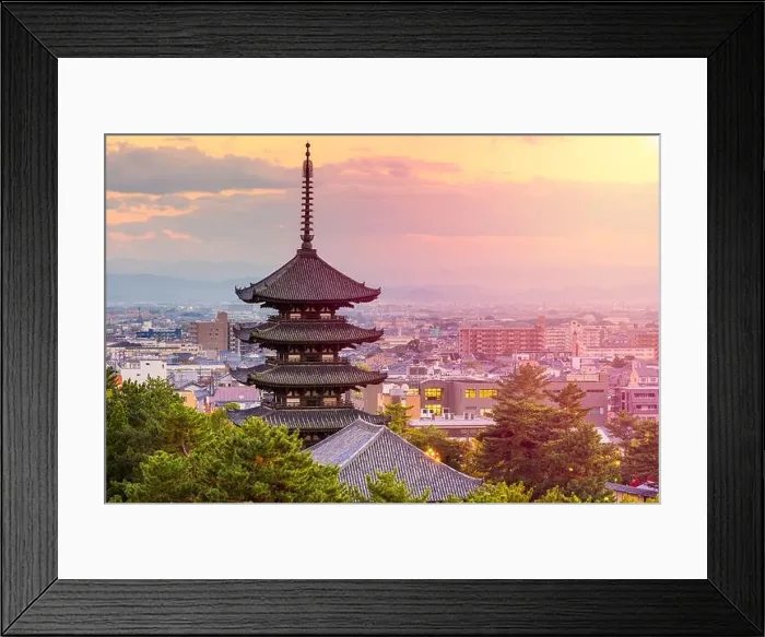 Framed Print : Nara, Japan pagoda and cityscape at dusk Framed Print : Nara, Japan pagoda and cityscape at dusk