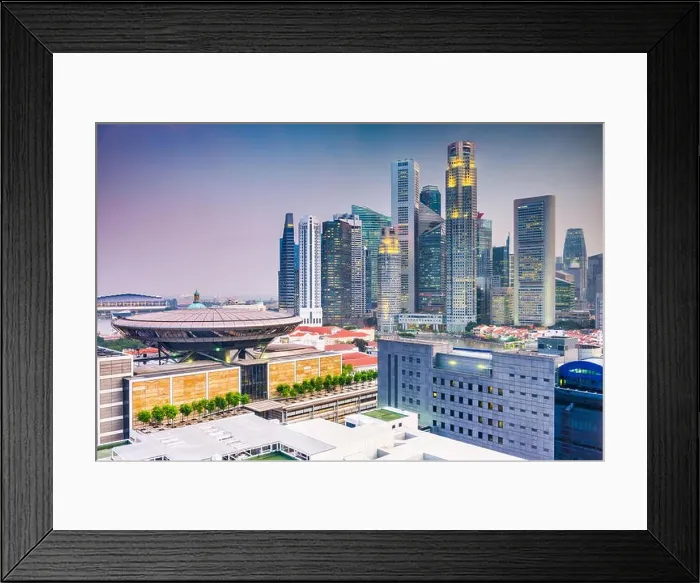Framed Print : Singapore downtown skyline with the Supreme Court Building at twilight Framed Print : Singapore downtown skyline with the Supreme Court Building at twilight