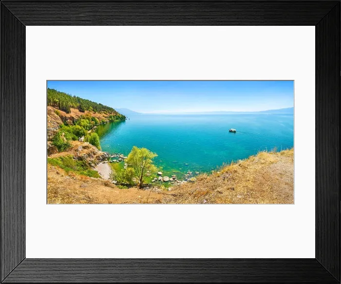 Framed Print : Panoramic view of Ohrid Lake, Republic of Macedonia, Balkans Framed Print : Panoramic view of Ohrid Lake, Republic of Macedonia, Balkans