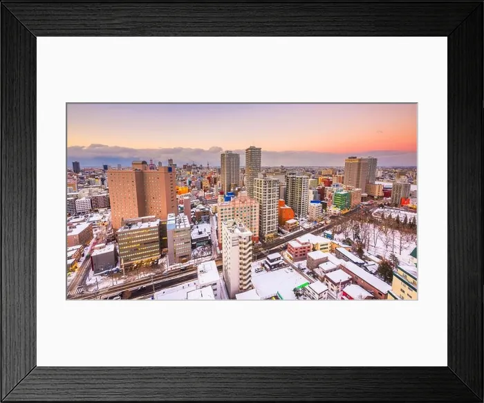 Framed Print : Sapporo, Hokkaido, Japan downtown city skyline at dusk Framed Print : Sapporo, Hokkaido, Japan downtown city skyline at dusk