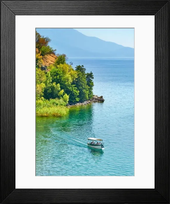 Framed Print : Tourist boat on the Ohrid Lake, Republic of Macedonia, Balkans Framed Print : Tourist boat on the Ohrid Lake, Republic of Macedonia, Balkans