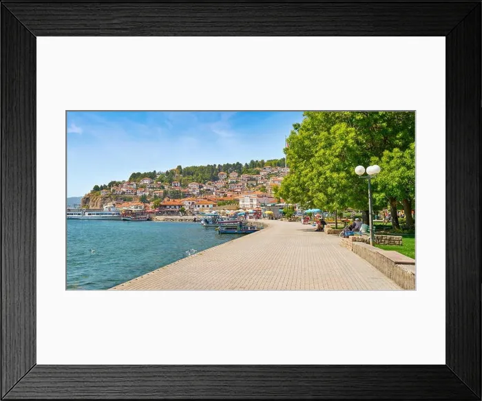 Framed Print : Ohrid Lake promenade, Ohrid city, Macedonia Framed Print : Ohrid Lake promenade, Ohrid city, Macedonia