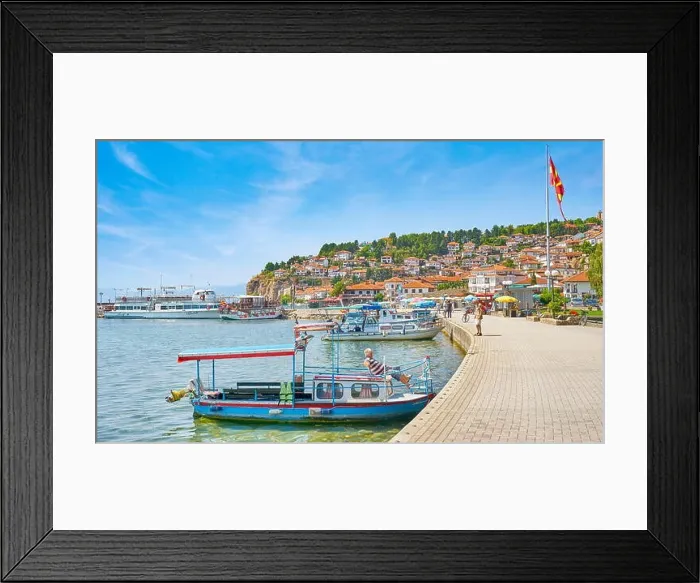 Framed Print : Ohrid Lake promenade, Ohrid city, Macedonia Framed Print : Ohrid Lake promenade, Ohrid city, Macedonia