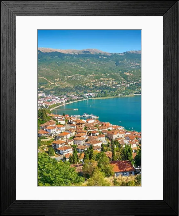 Framed Print : Aerial viev of Ohrid old town city, Macedonia Framed Print : Aerial viev of Ohrid old town city, Macedonia