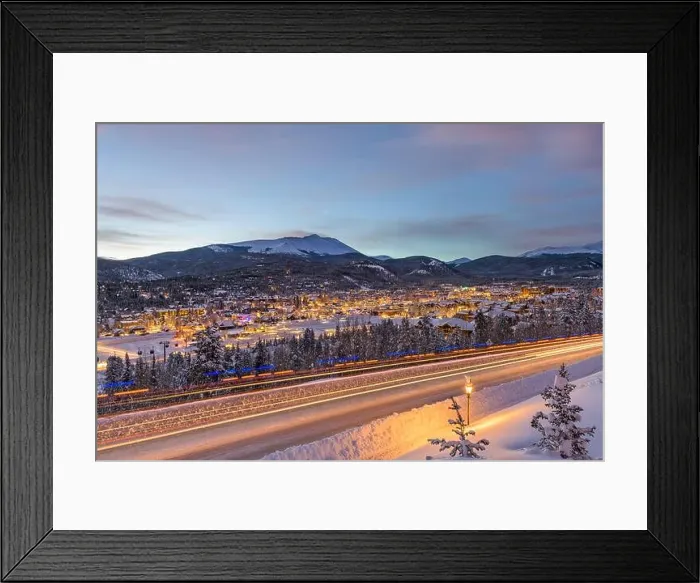 Framed Print : Breckenridge, Colorado, USA town skyline in winter at dusk Framed Print : Breckenridge, Colorado, USA town skyline in winter at dusk