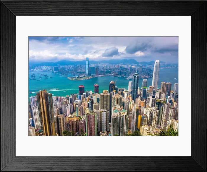 Framed Print : Hong Kong, China skyline from Victoria Peak Framed Print : Hong Kong, China skyline from Victoria Peak