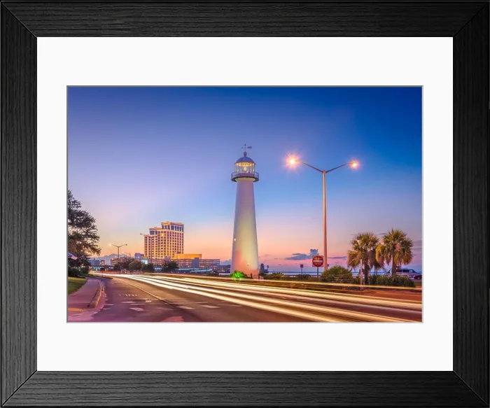 Framed Print : Biloxi, Mississippi, USA at Biloxi Lighthouse