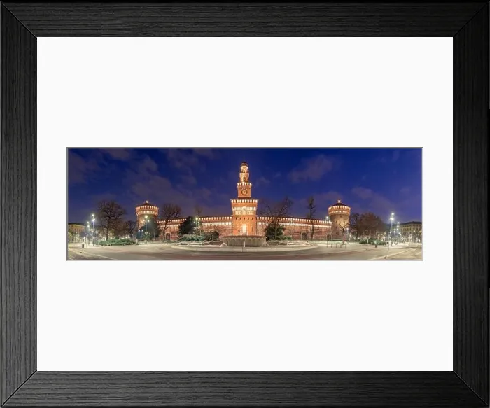 Framed Print : Sforzesco Castle and fountain in Milan, Italy at twilight Framed Print : Sforzesco Castle and fountain in Milan, Italy at twilight