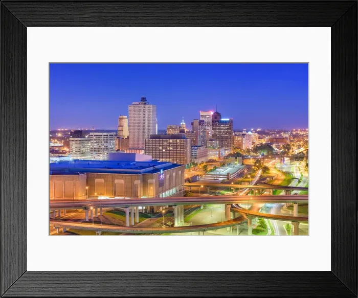Framed Print : Memphis, Tennessee, USA downtown city skyline over highways at dusk Framed Print : Memphis, Tennessee, USA downtown city skyline over highways at dusk