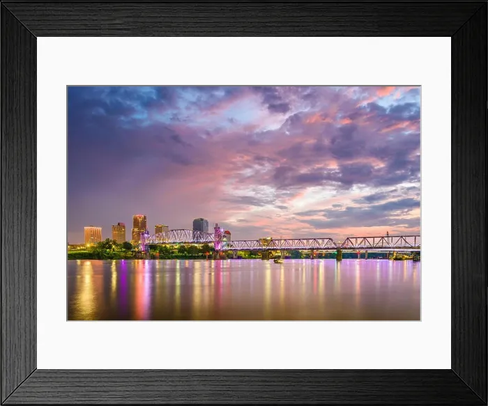 Framed Print : Little Rock, Arkansas, USA skyline on the Arkansas River at dusk Framed Print : Little Rock, Arkansas, USA skyline on the Arkansas River at dusk
