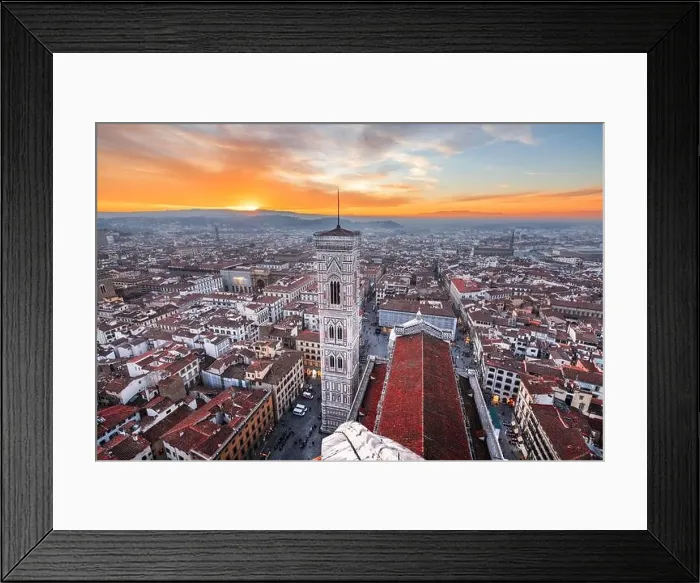 Framed Print : Giottos Bell Tower in Florence, Italy from above at dusk Framed Print : Giottos Bell Tower in Florence, Italy from above at dusk