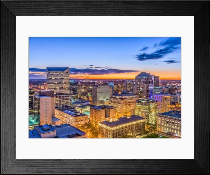Framed Print : Cleveland, Ohio, USA downtown city skyline Framed Print : Cleveland, Ohio, USA downtown city skyline