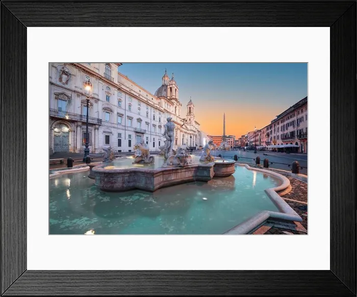 Framed Print : Fountains in Piazza Navona in Rome, Italy at twilight Framed Print : Fountains in Piazza Navona in Rome, Italy at twilight