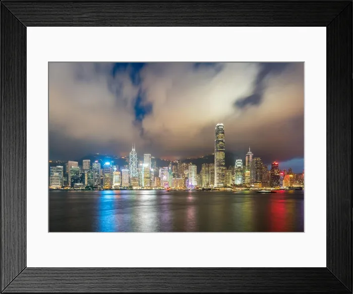 Framed Print : Night view of Victoria Harbour in Hong Kong. Asia Framed Print : Night view of Victoria Harbour in Hong Kong. Asia