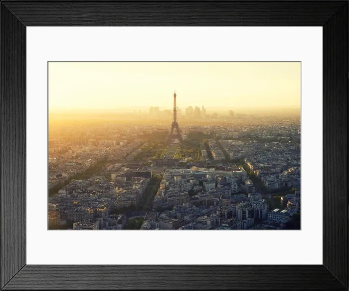 Framed Print : Aerial view of Paris and Eiffel tower at sunset in Paris, France Framed Print : Aerial view of Paris and Eiffel tower at sunset in Paris, France