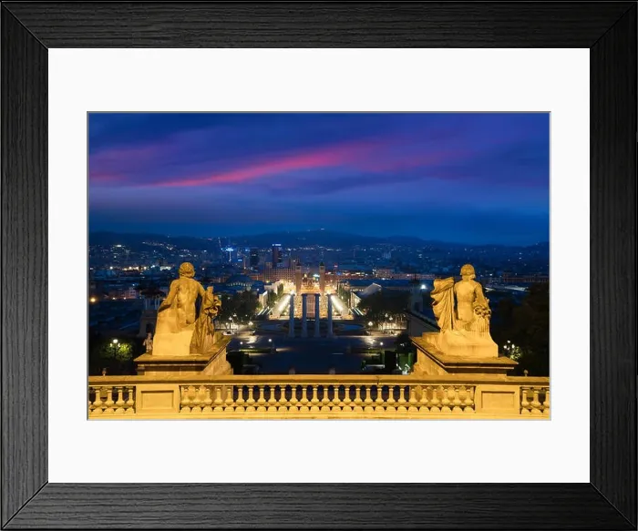 Framed Print : View of Barcelona, Spain. Plaza de Espana at evening with twilight sky in Barcelona, Spain Framed Print : View of Barcelona, Spain. Plaza de Espana at evening with twilight sky in Barcelona, Spain