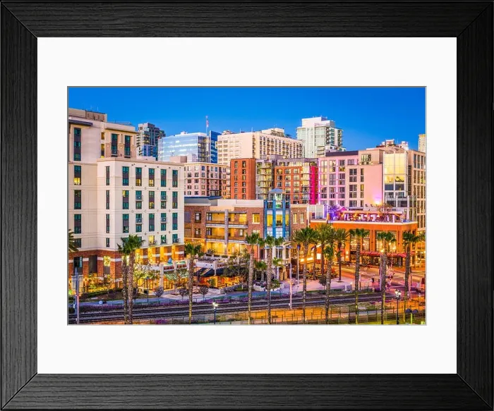 Framed Print : San Diego, California, USA cityscape at the Gaslamp Quarter Framed Print : San Diego, California, USA cityscape at the Gaslamp Quarter