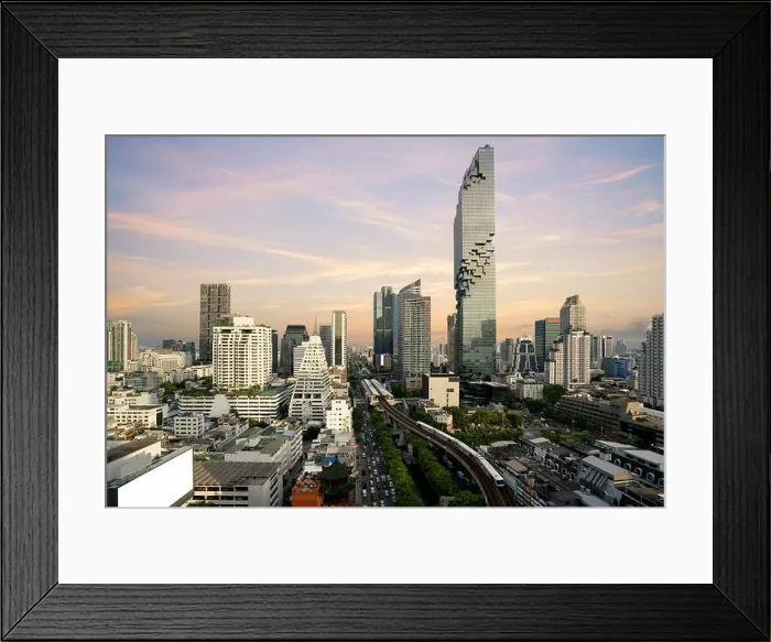 Framed Print : Bangkok Transportation before sunset with Modern Business Building from top view in Bangkok, Thailand Framed Print : Bangkok Transportation before sunset with Modern Business Building from top view in Bangkok, Thailand