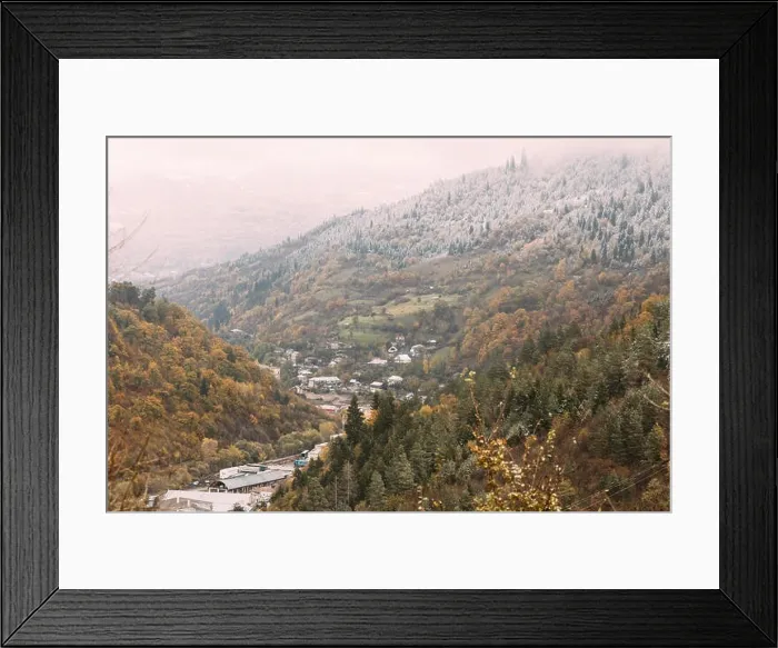 Framed Print : Borjomi, Samtskhe-Javakheti, Georgia - Aerial View Cityscape Of Borjomi Resort City Autumn October Day. Borjomi Is A Resort Town In South-central Geo Framed Print : Borjomi, Samtskhe-Javakheti, Georgia - Aerial View Cityscape Of Borjomi Resort City Autumn October Day. Borjomi Is A Resort Town In South-central Geo