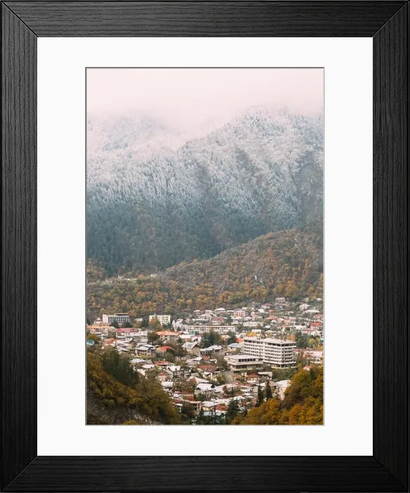 Framed Print : Borjomi, Samtskhe-Javakheti, Georgia - Aerial View Cityscape Of Borjomi Resort City Autumn October Day. Borjomi Is A Resort Town In South-central Geo Framed Print : Borjomi, Samtskhe-Javakheti, Georgia - Aerial View Cityscape Of Borjomi Resort City Autumn October Day. Borjomi Is A Resort Town In South-central Geo