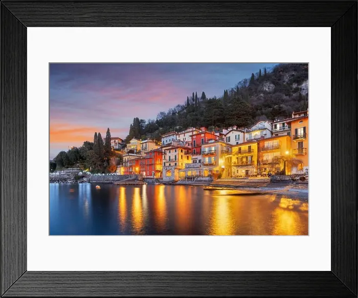 Framed Print : Varenna, Italy on Lake Como at dusk Framed Print : Varenna, Italy on Lake Como at dusk