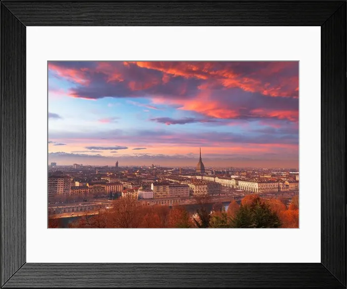 Framed Print : Turin, Piedmont, Italy skyline with the Mole Antonelliana at dusk Framed Print : Turin, Piedmont, Italy skyline with the Mole Antonelliana at dusk