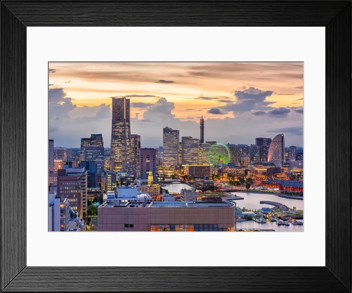 Framed Print : Yokohama, Kanagawa, Japan cityscape of Minato Mirai District Framed Print : Yokohama, Kanagawa, Japan cityscape of Minato Mirai District